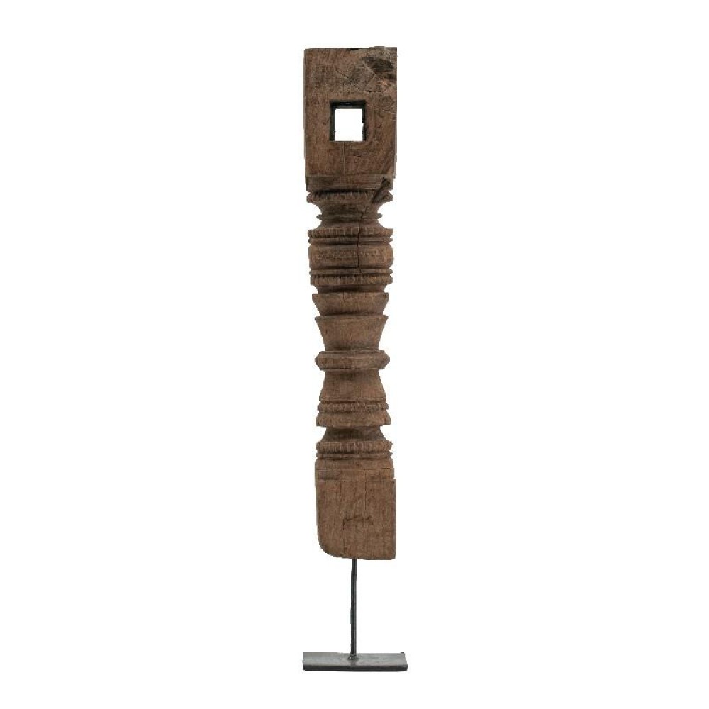 Artekko Pila Totem Κηροπήγιο Τοτέμ Ξύλο/Μέταλλο Καφέ/Μαύρο (10x10x68)cm