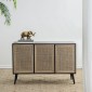 Artekko Cons Μπουφές MDF Ψάθα Μαύρο Φυσική Απόχρωση (120x38x78)cm