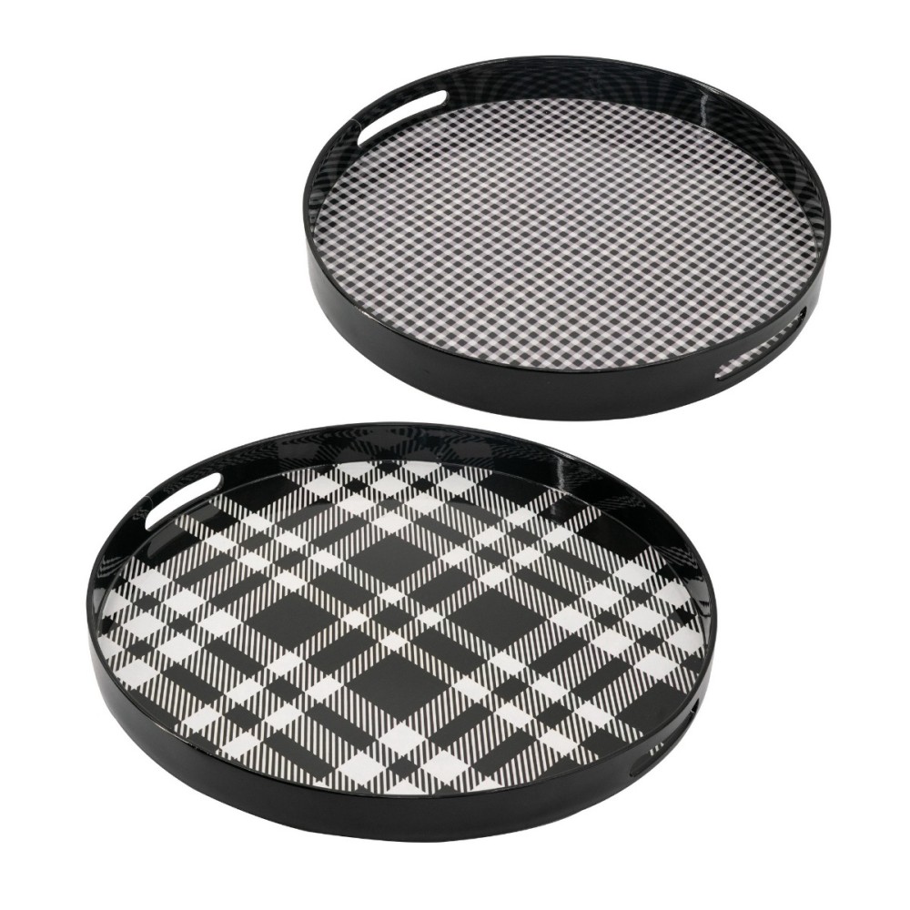 Artekko Tray Ασπρόμαυροι Πλαστικοί Δίσκοι Σερβιρίσματος (46x46x4)cm 2pcs
