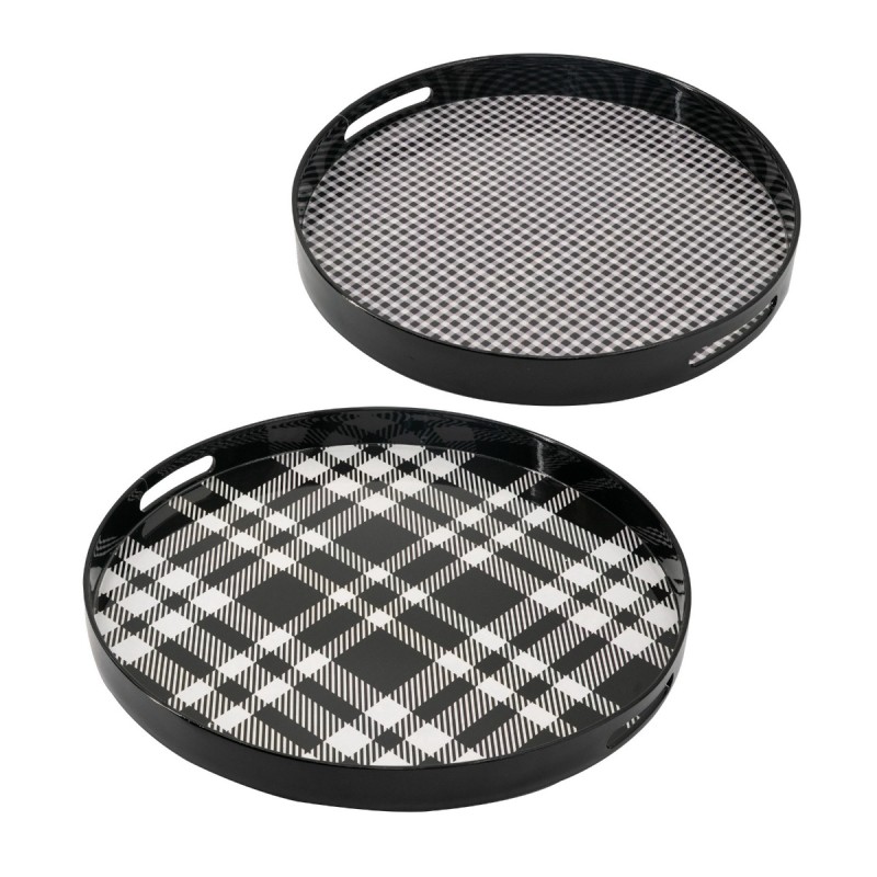 Artekko Tray Ασπρόμαυροι Πλαστικοί Δίσκοι Σερβιρίσματος (46x46x4)cm 2pcs