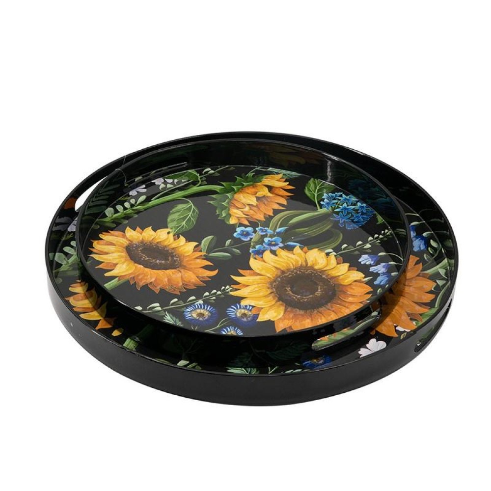 Artekko Tray Πολύχρωμοι Πλαστικοί Δίσκοι Σερβιρίσματος με Ηλιοτρόπια (46x46x4)cm 2pcs
