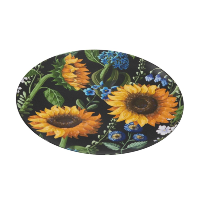 Artekko Tray Πολύχρωμη Πλαστική Πιατέλα με Ηλιοτρόπια (33x33x2)cm