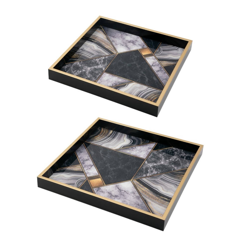Artekko Tray Πολύχρωμοι Διακοσμητικοί Δίσκοι από MDF και Πλαστικό (40.5x40.5x4)cm 2pcs