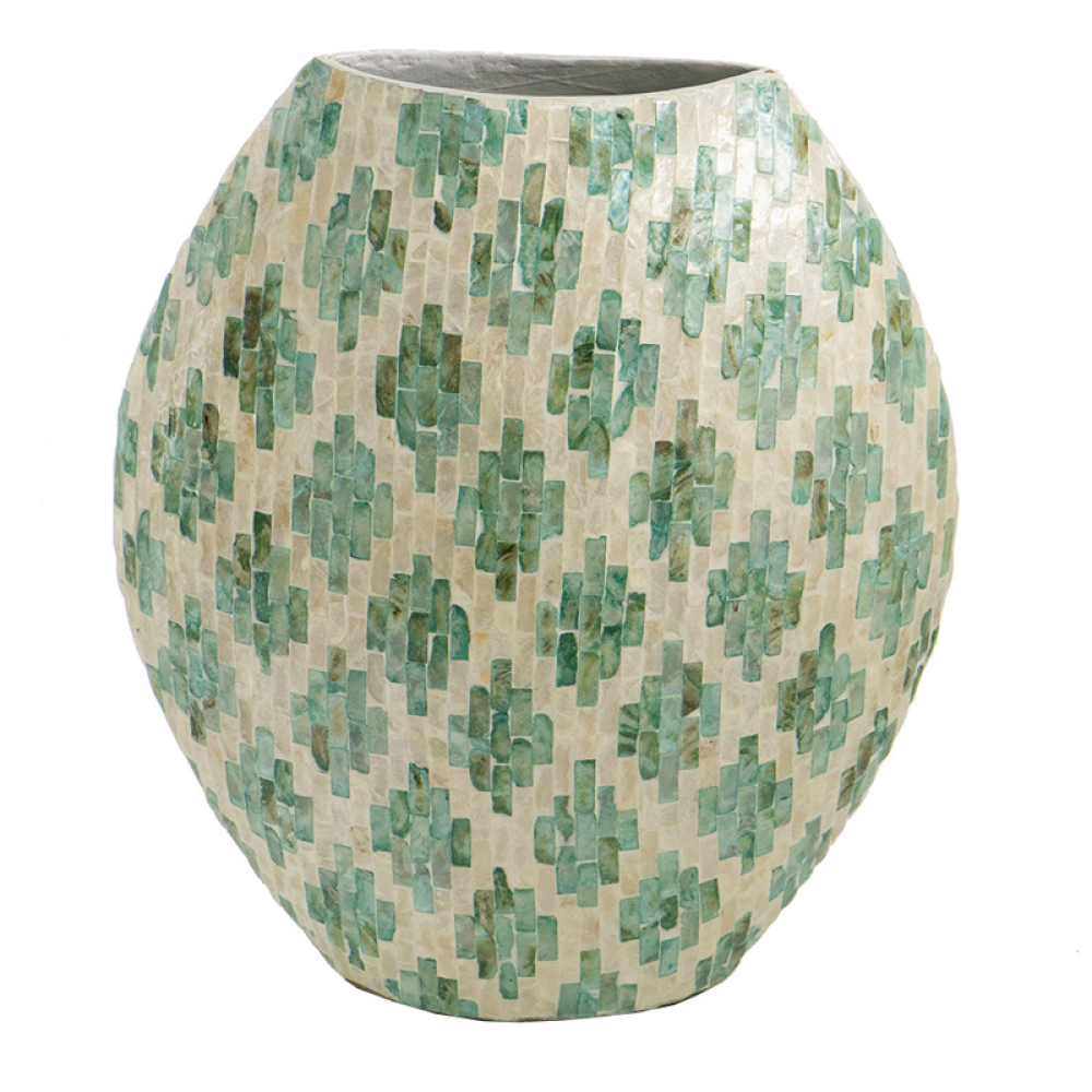 Artekko Ivory Διακοσμητικό Βάζο Paper Powder Capiz Πράσινο Λευκό (38x18x45)cm