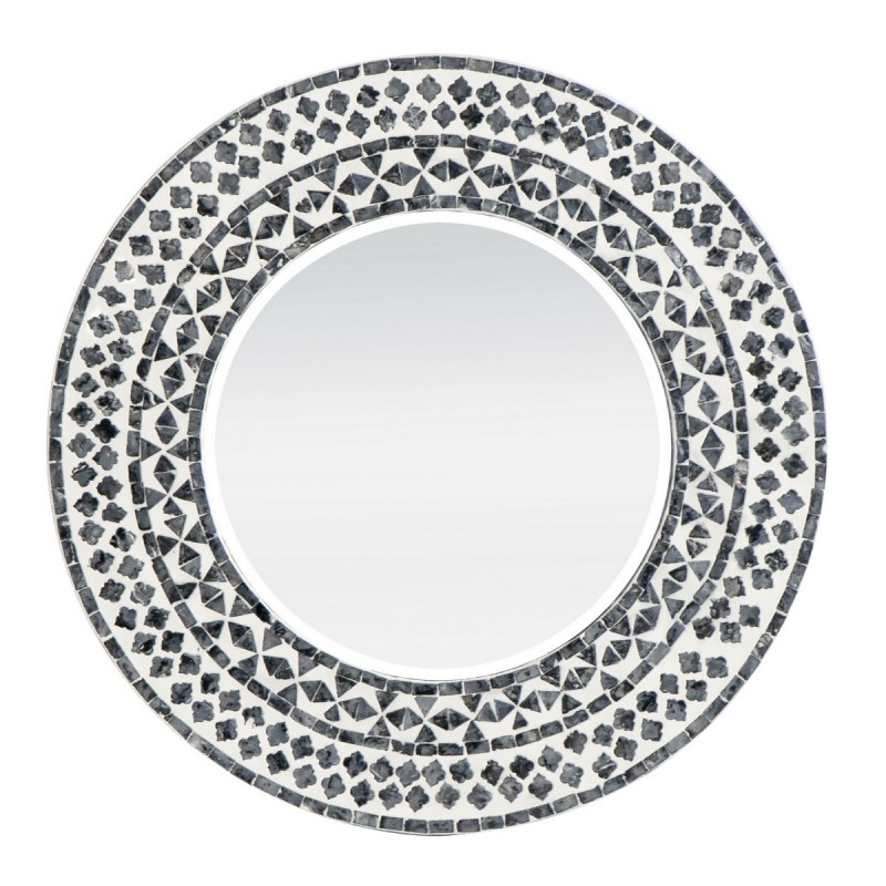 Artekko Ivory Ασπρόμαυρος Καθρέπτης Τοίχου από MDF και Capiz (61x2x61)cm