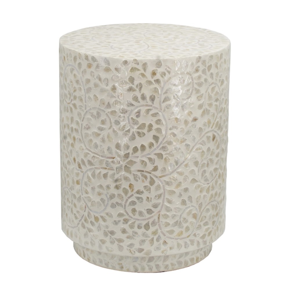 Artekko Ivory Τραπέζι Βοηθητικό Σκαμπό MDF Capiz Μπεζ (35x35x45)cm