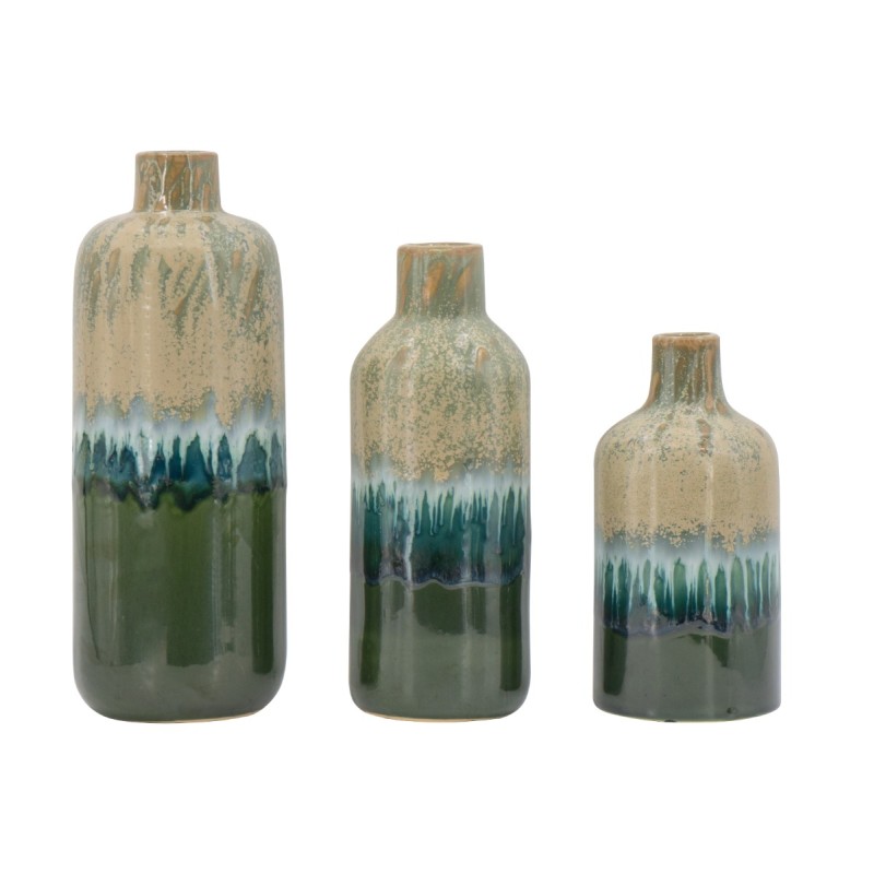 Artekko Bliss Κεραμικά Βάζα σε Μπλε και Πράσινες Αποχρώσεις (14x14x37.5)cm