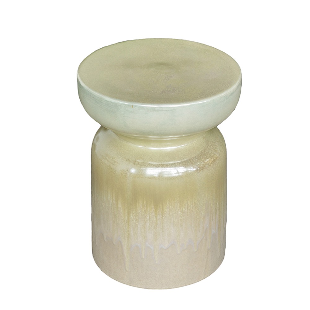 Artekko Metro Μπεζ Κεραμικό Τραπέζι Βοηθητικό Σκαμπό (34.9x34.9x45.7)cm