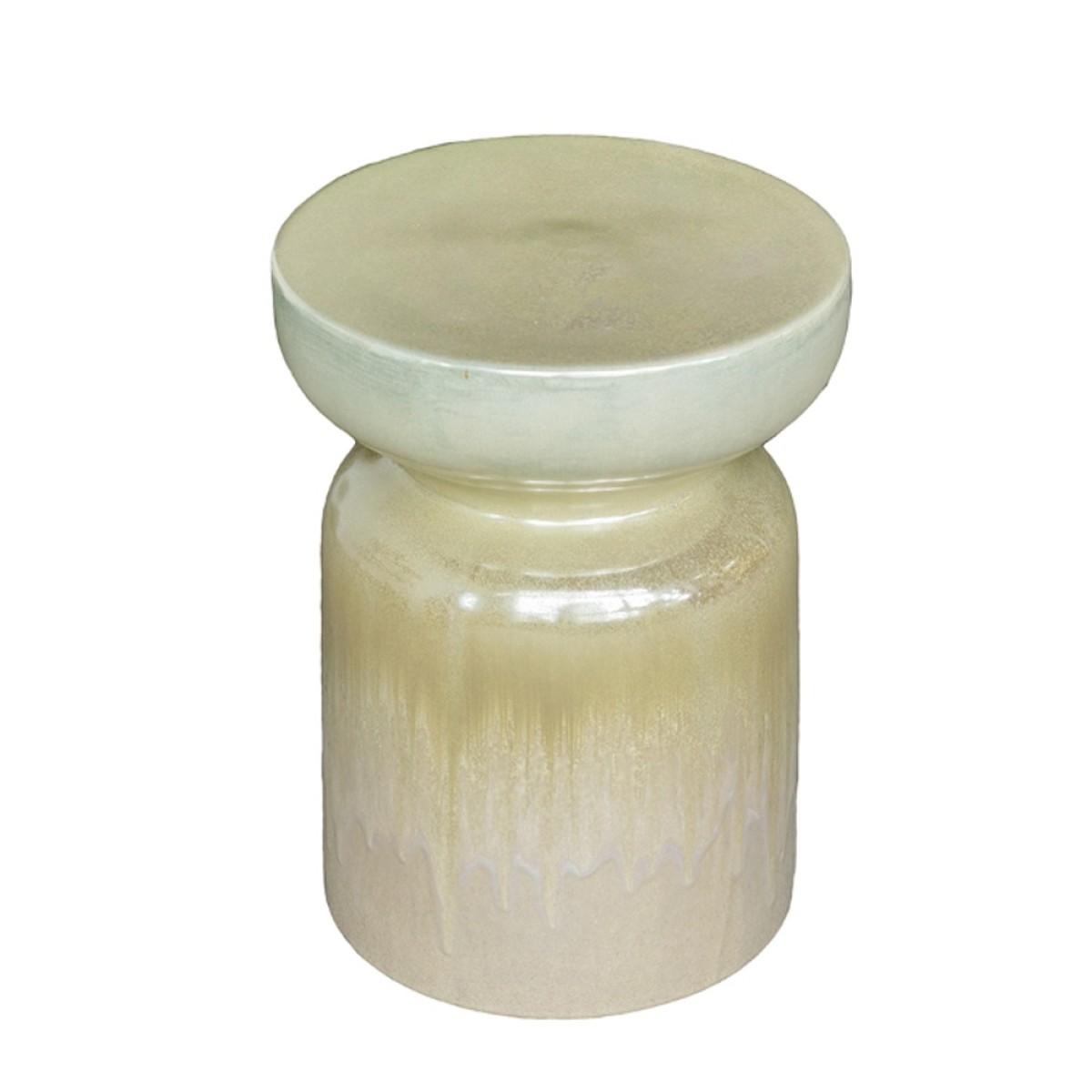 Artekko Metro Μπεζ Κεραμικό Τραπέζι Βοηθητικό Σκαμπό (34.9x34.9x45.7)cm