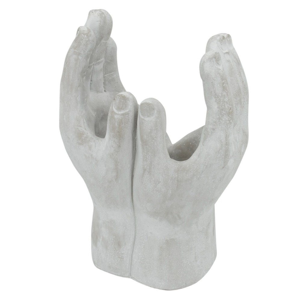 Artekko Cement Γκρι Τσιμεντένιο Κασπώ με Χέρια (17x14x22)cm