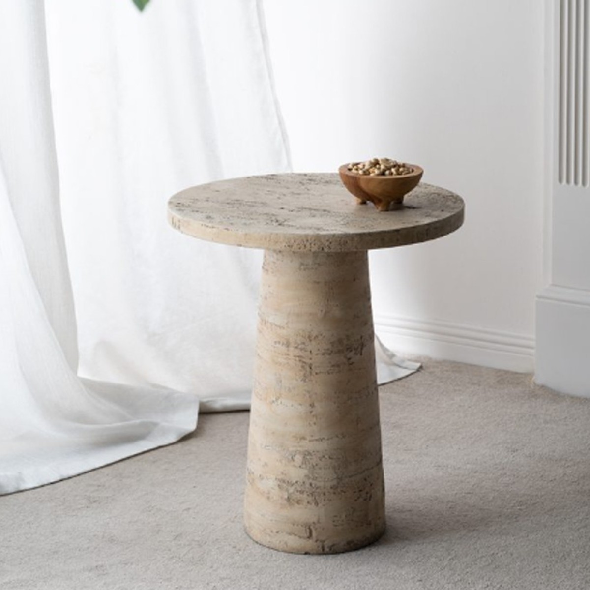 Artekko Taric Μπεζ Βοηθητικό Τραπέζι από Μαγνήσιο (56x56x64.8)cm