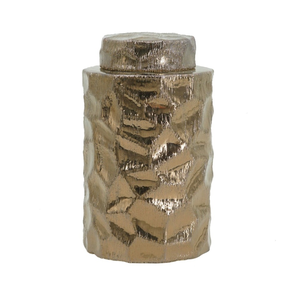 Artekko Lidded Διακοσμητικό Δοχείο Βάζο με Καπάκι Κεραμικό Μπρονζέ (15x15x25)cm