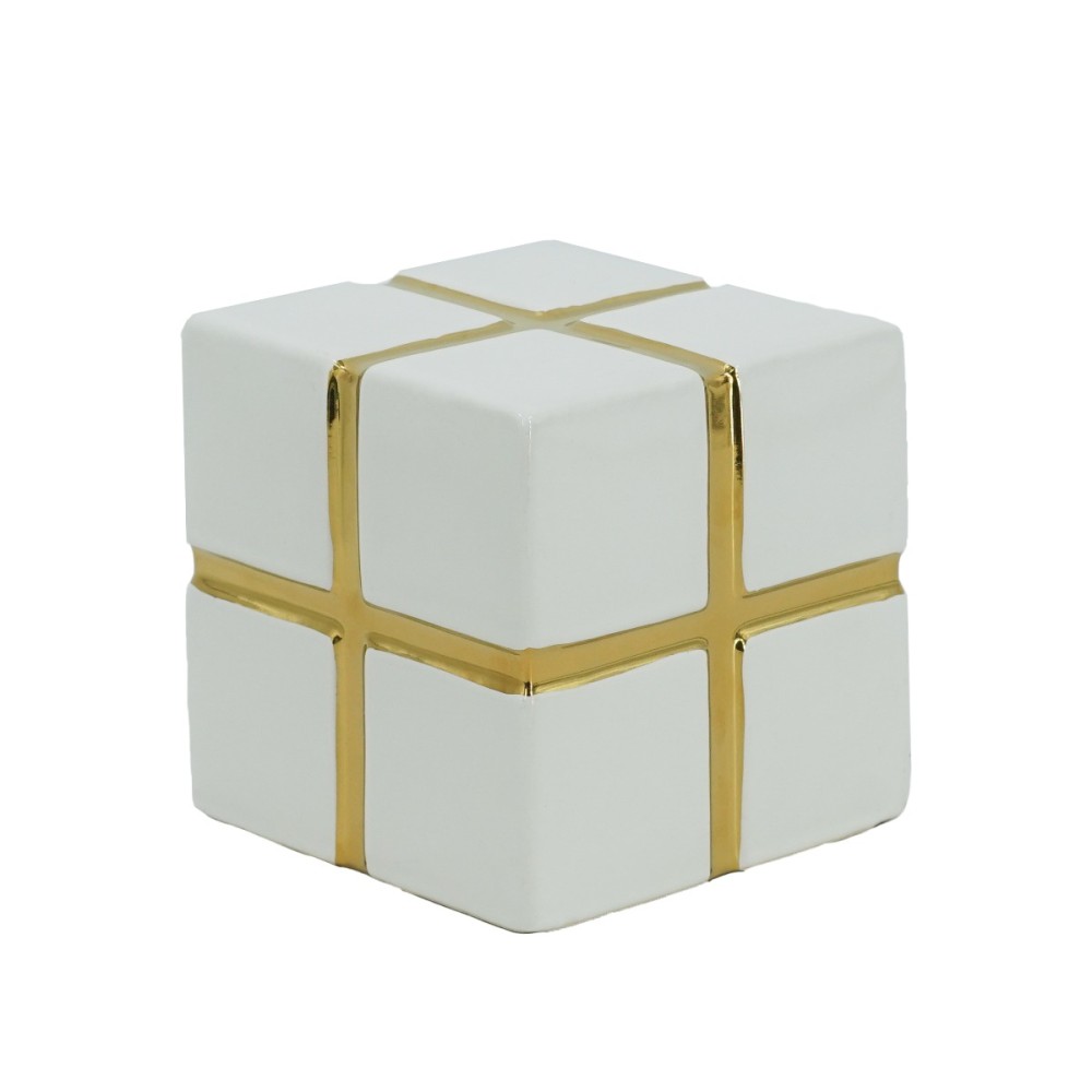 Artekko Cube Λευκός Κεραμικός Διακοσμητικός Κύβος (10.5x10.5x10.5)cm