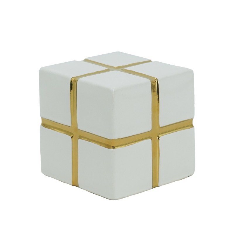 Artekko Cube Λευκός Κεραμικός Διακοσμητικός Κύβος (10.5x10.5x10.5)cm