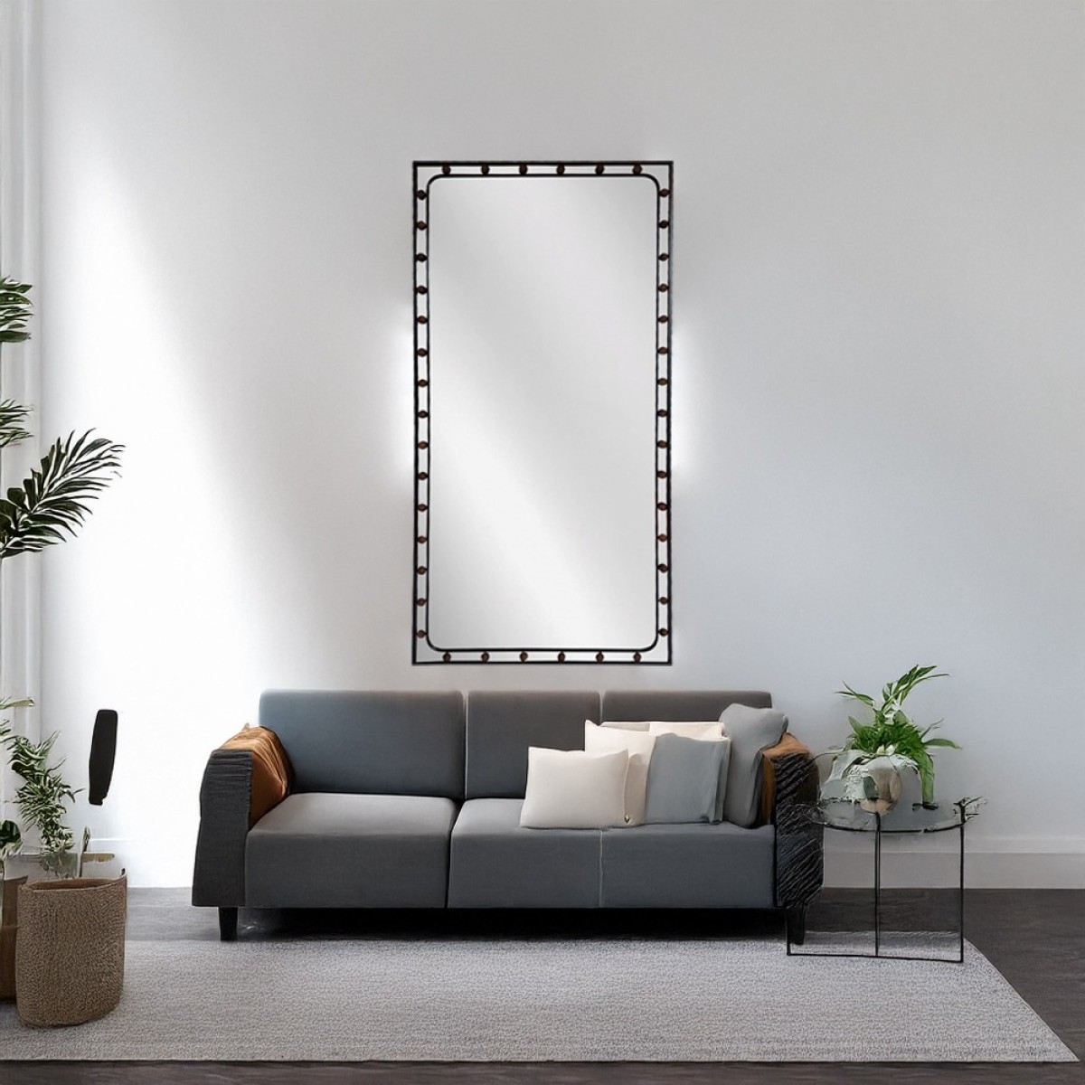 Artekko Dia Μαύρος Μεταλλικός Καθρέπτης Τοίχου (75x3x160)cm