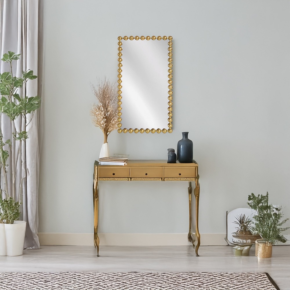 Artekko Dia Χρυσός Μεταλλικός Καθρέπτης Τοίχου (60x4.5x110)cm