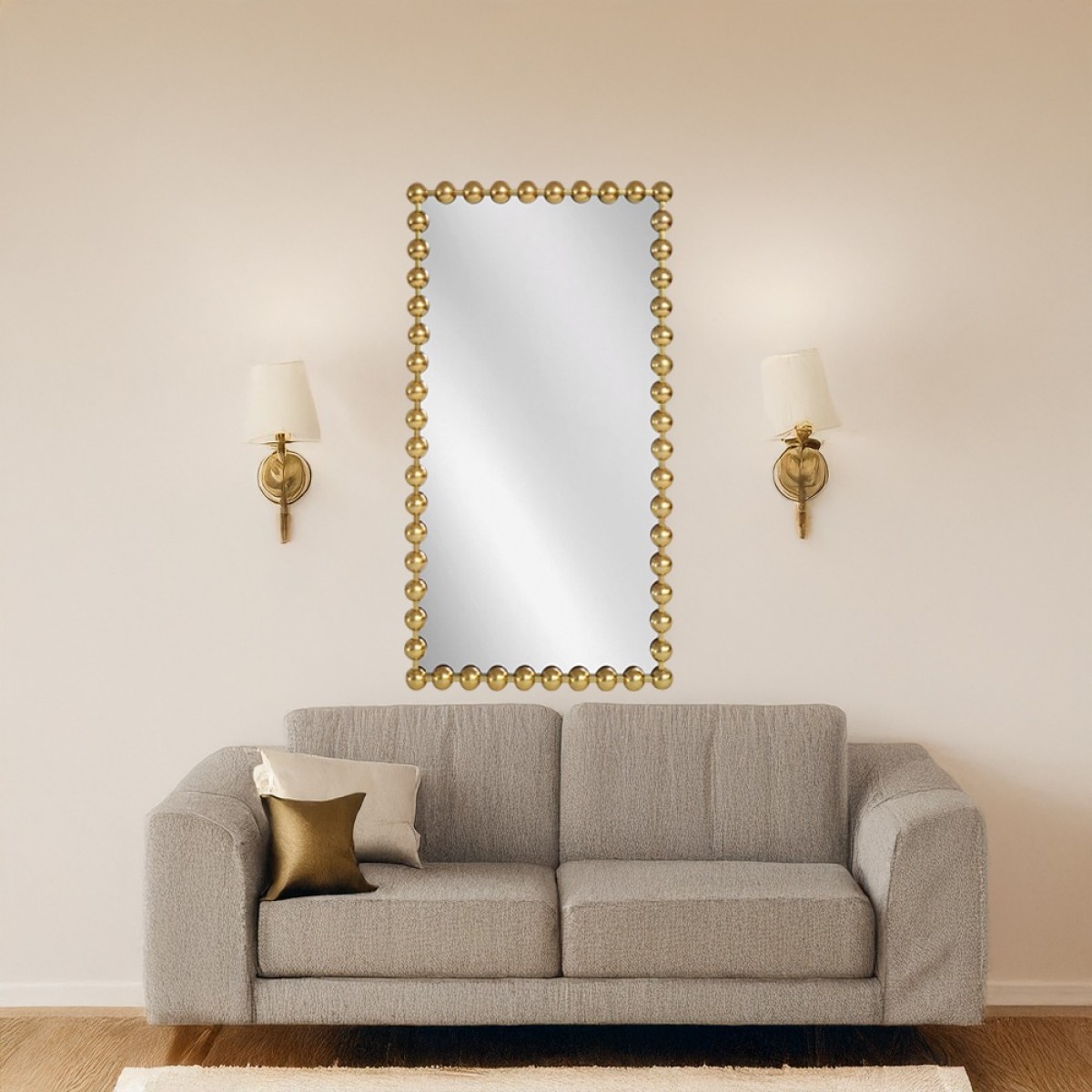 Artekko Dia Χρυσός Μεταλλικός Καθρέπτης Τοίχου (70x4.5x130)cm