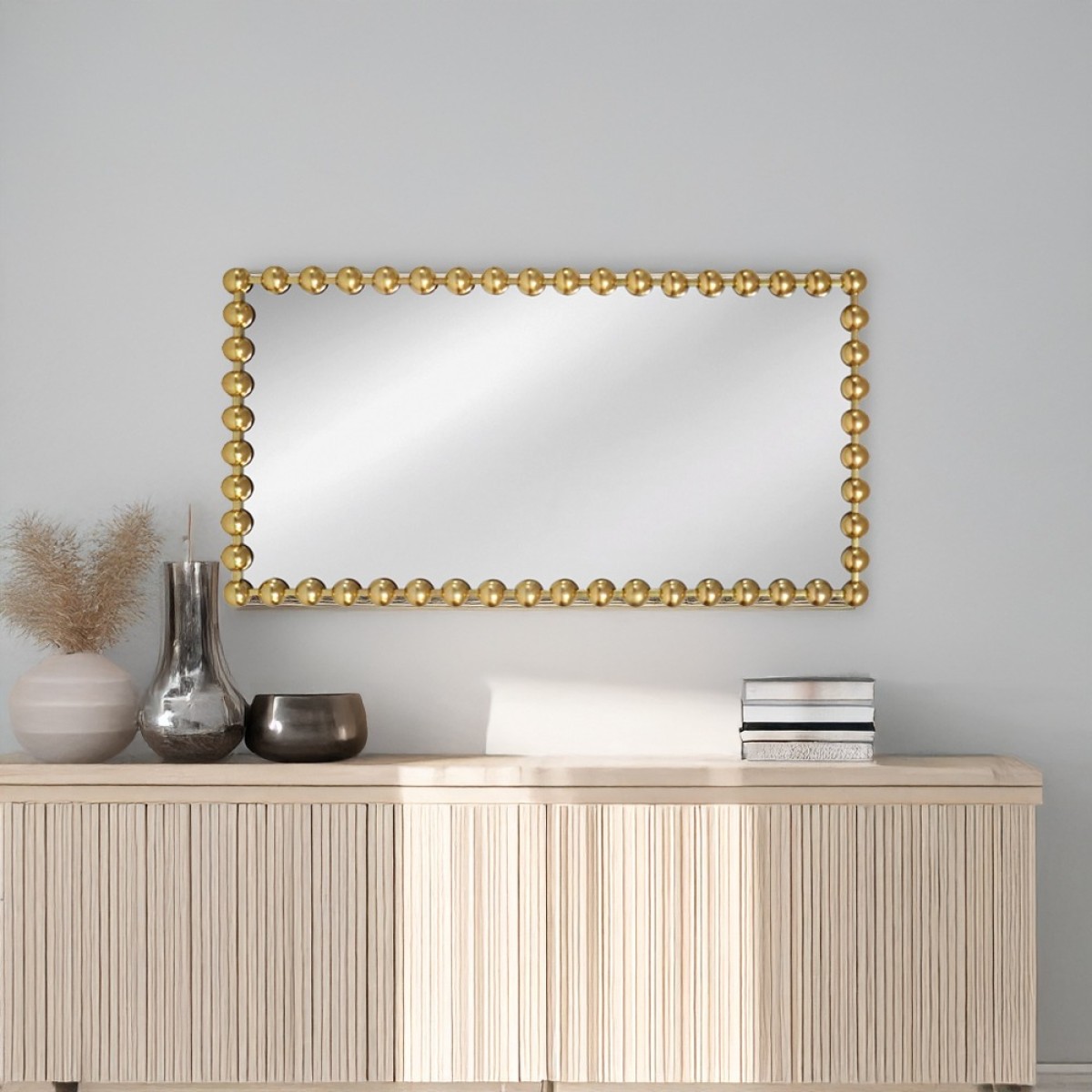 Artekko Dia Χρυσός Μεταλλικός Καθρέπτης Τοίχου (70x4.5x130)cm