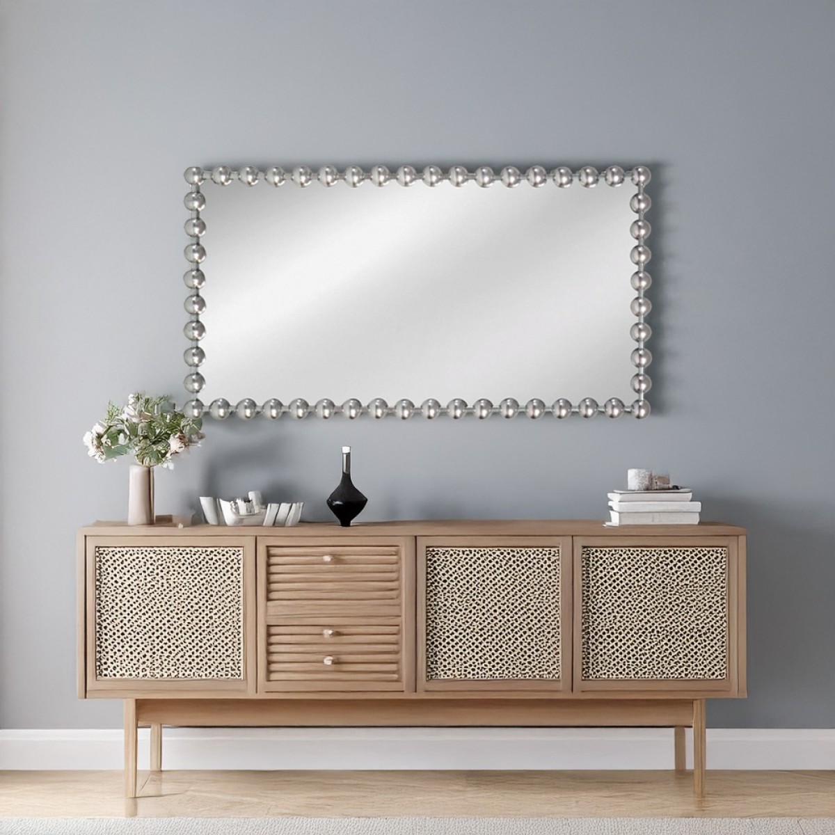 Artekko Dia Ασημί Μεταλλικός Καθρέπτης Τοίχου (70x4.5x130)cm