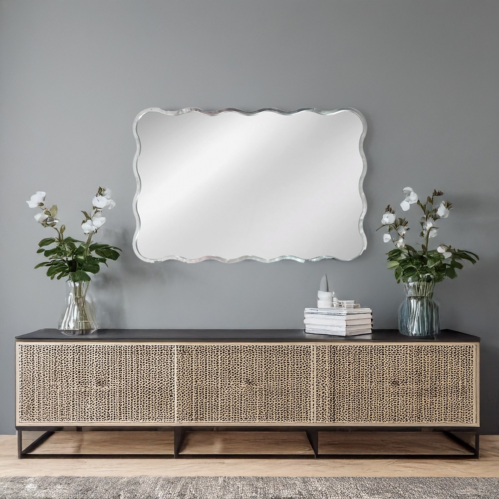 Artekko Dia Ασημί Μεταλλικός Καθρέπτης Τοίχου (61x2.5x91)cm