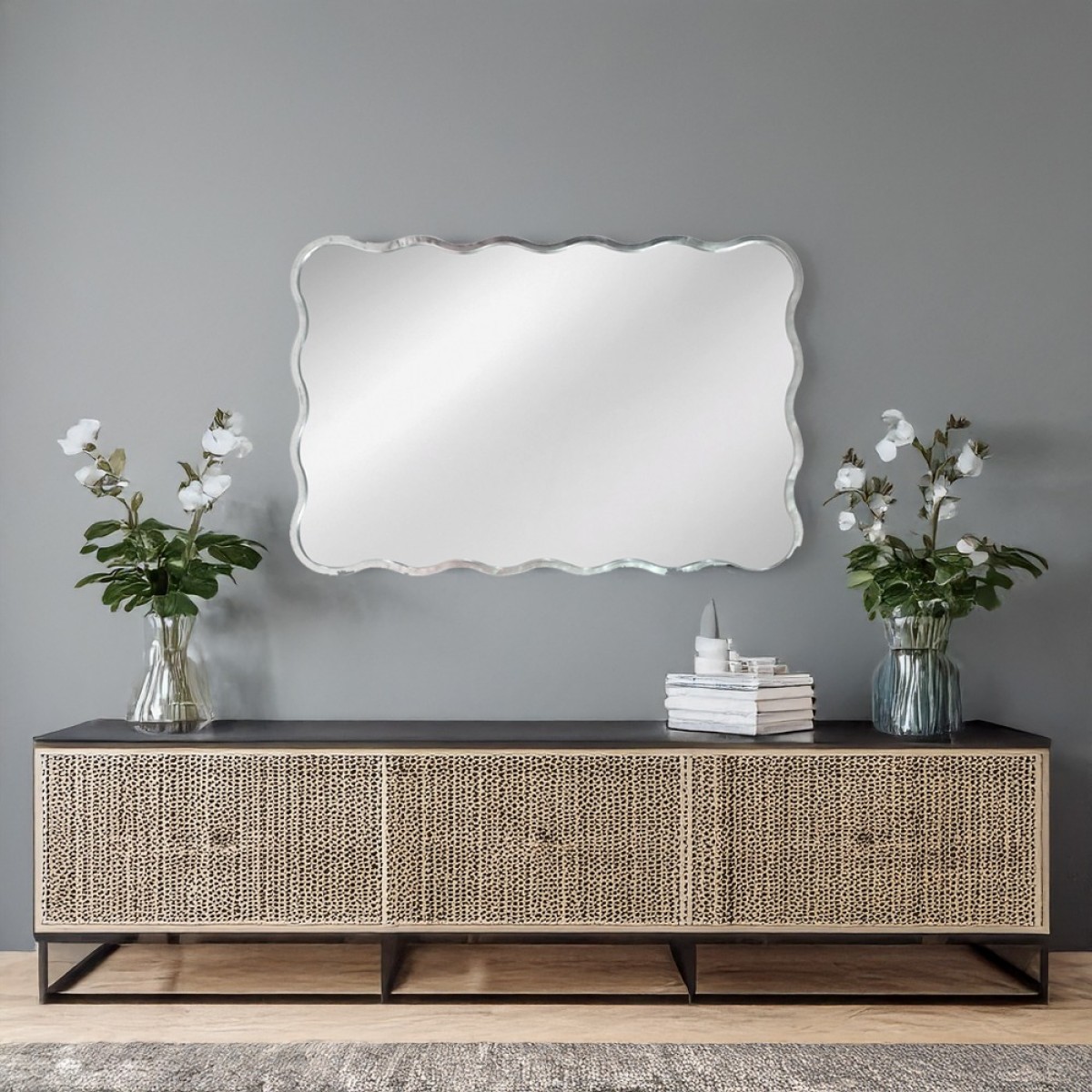 Artekko Dia Ασημί Μεταλλικός Καθρέπτης Τοίχου (61x2.5x91)cm