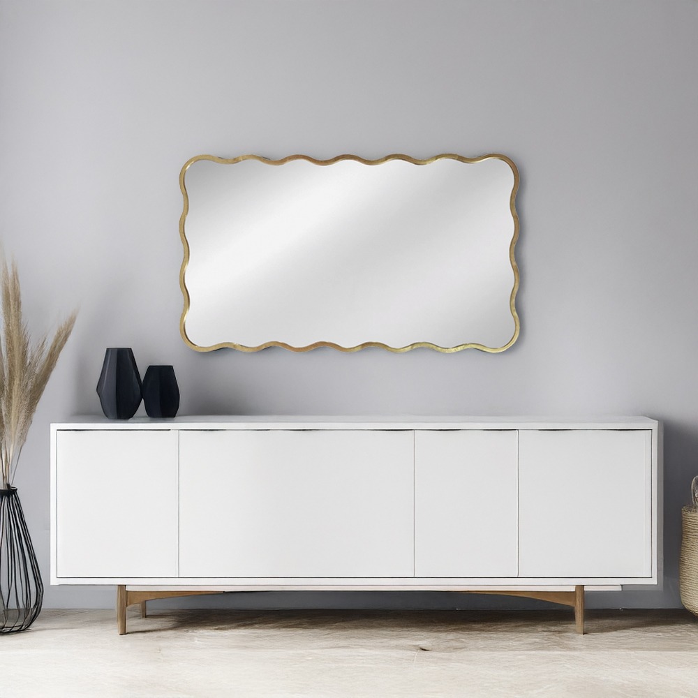 Artekko Dia Χρυσός Μεταλλικός Καθρέπτης Τοίχου (61x2.5x110)cm