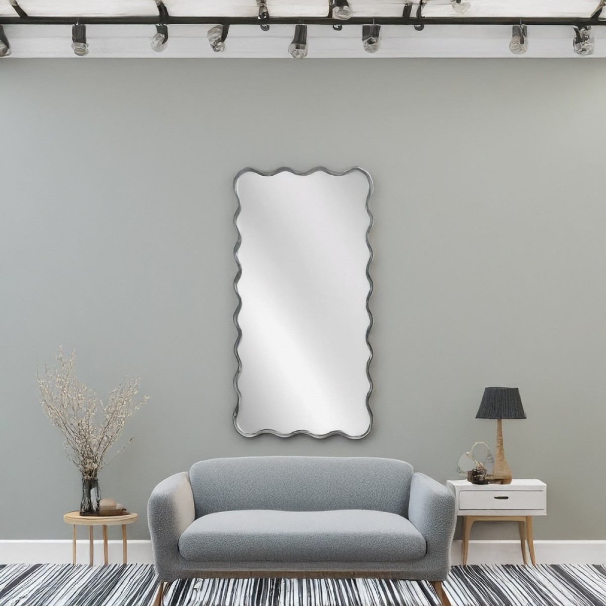 Artekko Dia Ασημί Μεταλλικός Καθρέπτης Τοίχου (70x2.5x130)cm