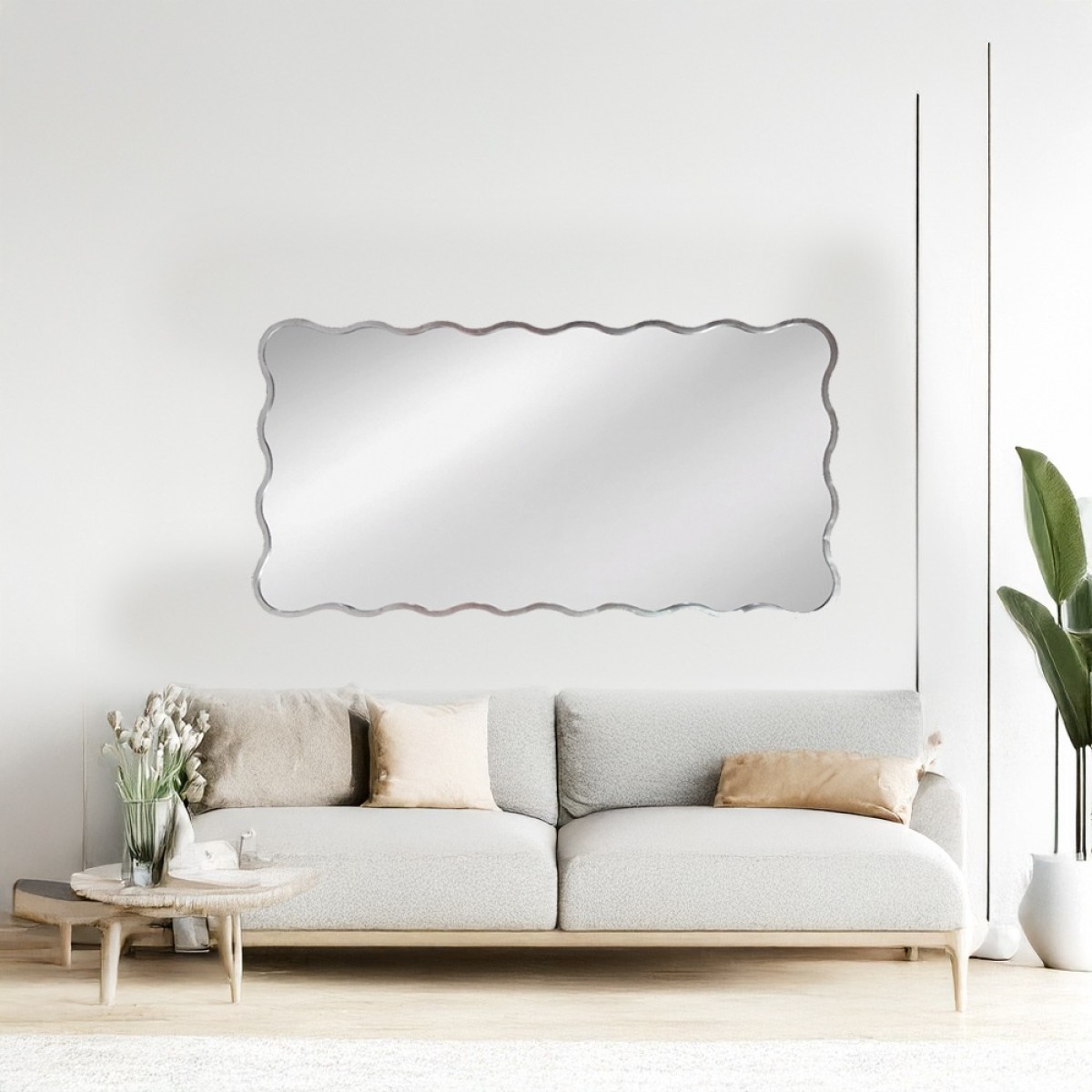 Artekko Dia Ασημί Μεταλλικός Καθρέπτης Τοίχου (70x2.5x130)cm