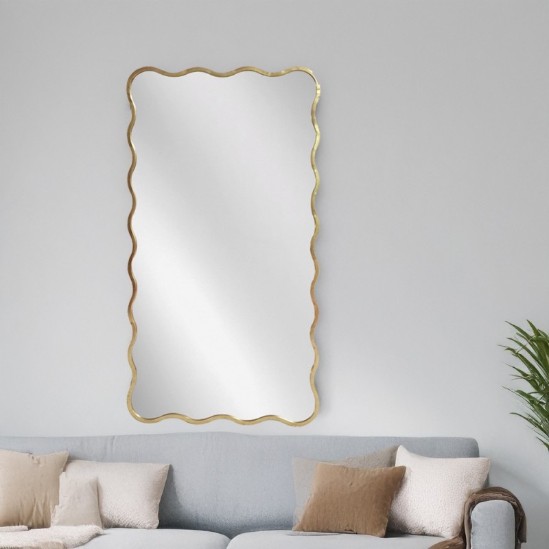 Artekko Dia Χρυσός Μεταλλικός Καθρέπτης Τοίχου (75x2.5x160)cm