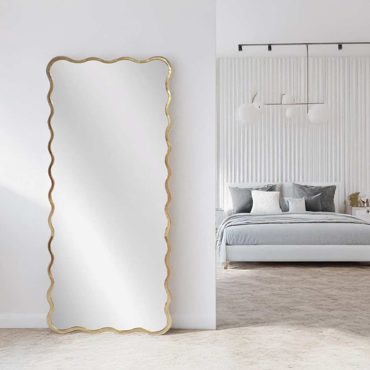 Artekko Dia Χρυσός Μεταλλικός Καθρέπτης Τοίχου (80x2.5x180)cm