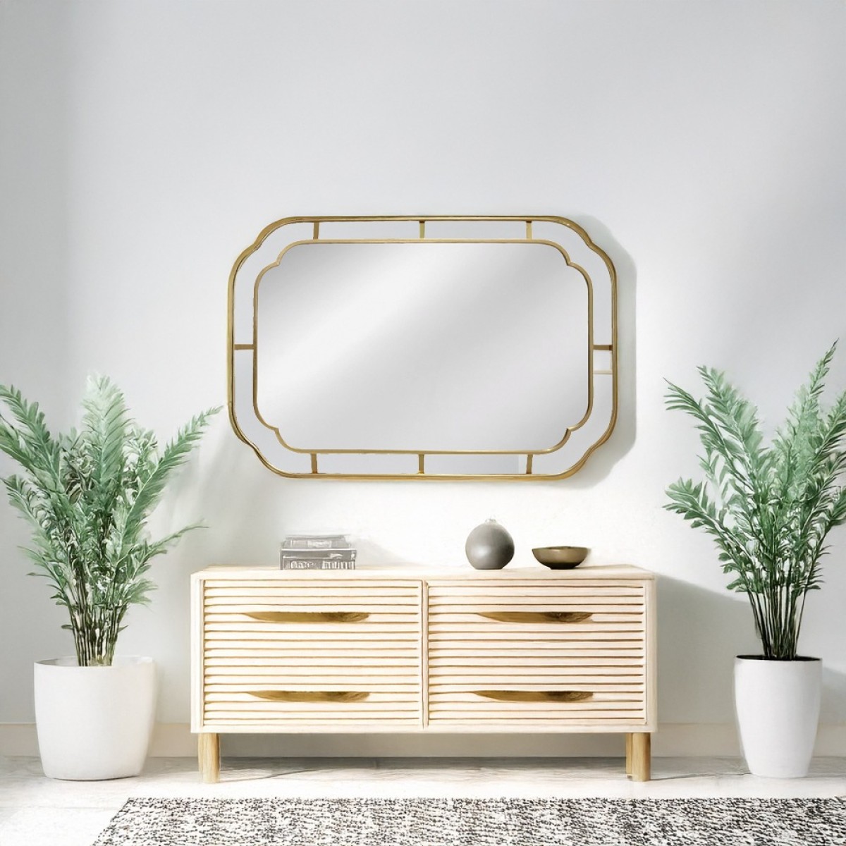 Artekko Dia Χρυσός Μεταλλικός Καθρέπτης Τοίχου (60x2x90)cm