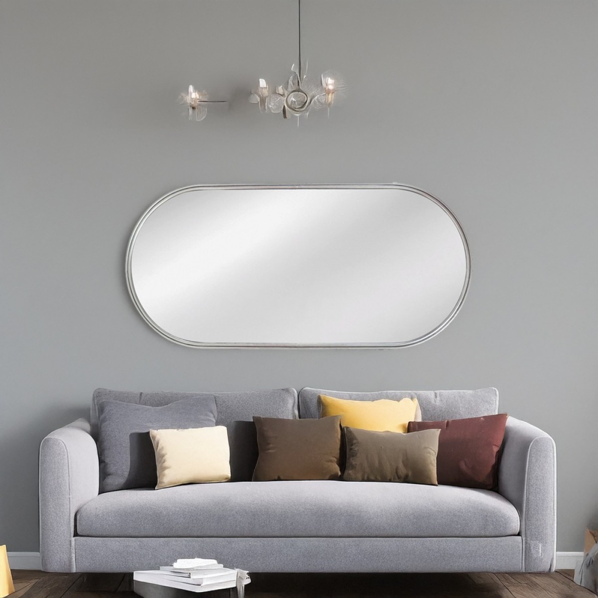 Artekko Dia Ασημί Μεταλλικός Καθρέπτης Τοίχου (60x3x130)cm