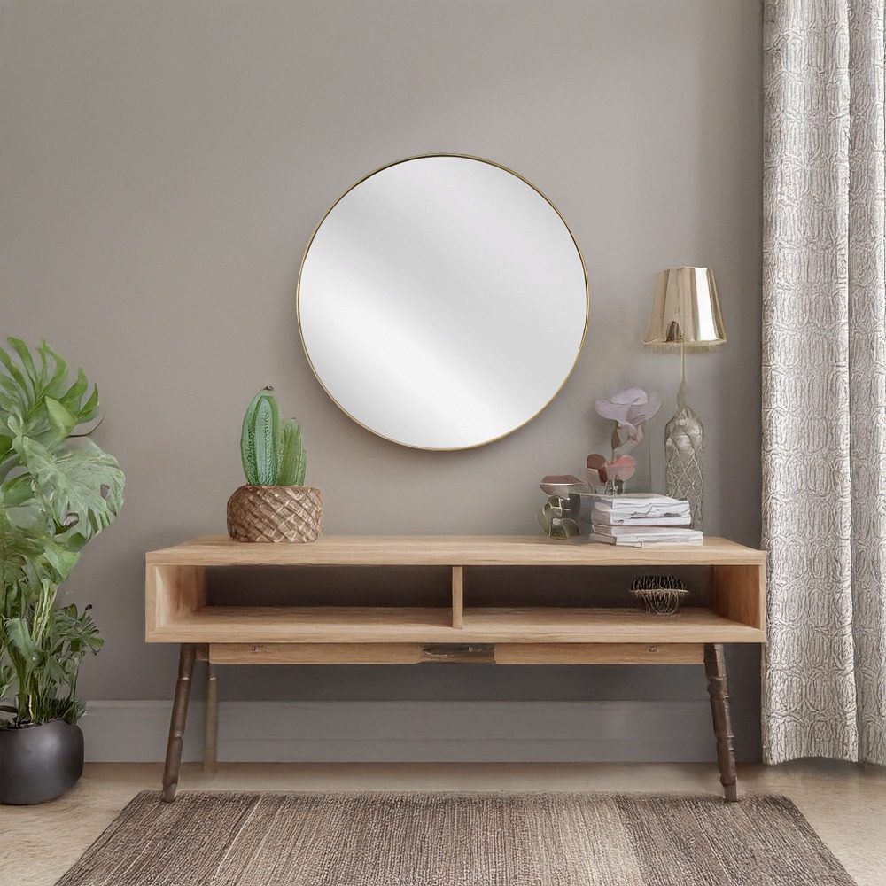 Artekko Dia Χρυσός Μεταλλικός Καθρέπτης Τοίχου (60x1.5x60)cm