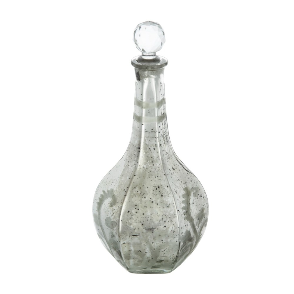 Artekko Silver Διακοσμητικό Βάζο με Πώμα Αντικέ Γυαλί Ασημί (12.5x12.5x30.5)cm