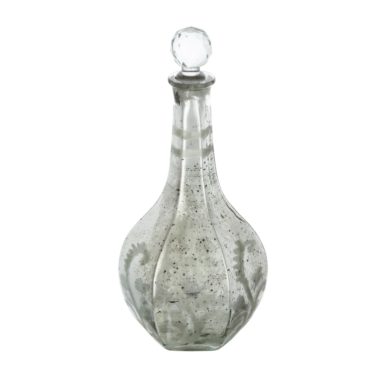 Artekko Silver Διακοσμητικό Βάζο με Πώμα Αντικέ Γυαλί Ασημί (12.5x12.5x30.5)cm