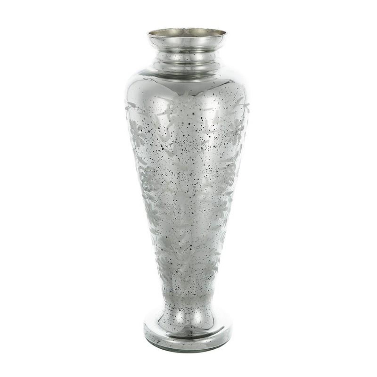 Artekko Silver Διακοσμητικό Βάζο Αντικέ Γυαλί Ασημί (19x19x50)cm