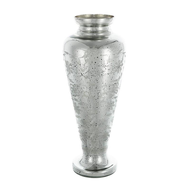 Artekko Silver Διακοσμητικό Βάζο Αντικέ Γυαλί Ασημί (19x19x50)cm