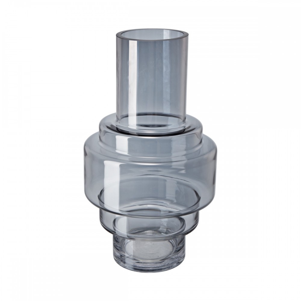 Artekko Fluted Διακοσμητικό Βάζο Ημιδιάφανο Γκρι (19.5x19.5x35)cm