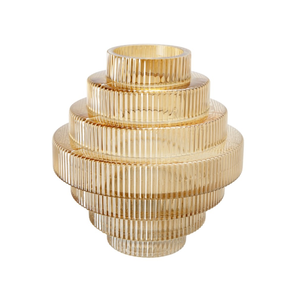 Artekko Fluted Διακοσμητικό Βάζο Ημιδιάφανο Κίτρινο (23x23x25)cm