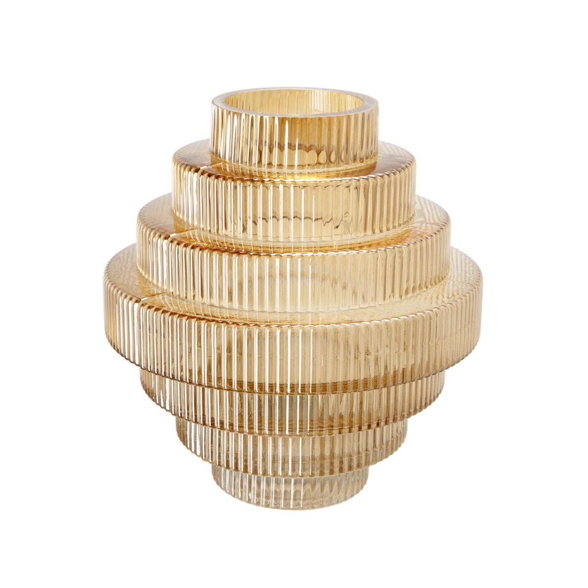 Artekko Fluted Διακοσμητικό Βάζο Ημιδιάφανο Κίτρινο (23x23x25)cm