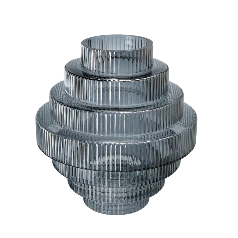 Artekko Fluted Μπλε Ημιδιάφανο Διακοσμητικό Βάζο με Ραβδώσεις (23x23x25)cm Artekko Fluted Μπλε Ημιδιάφανο Διακοσμητικό Βάζο με Ραβδώσεις (23x23x25)cm