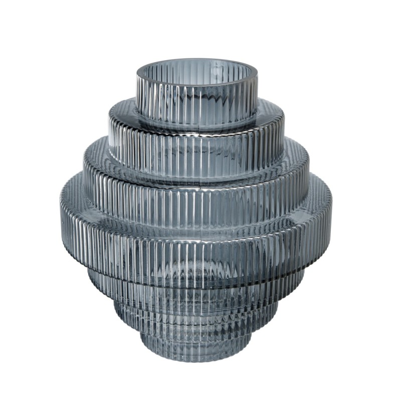 Artekko Fluted Μπλε Ημιδιάφανο Διακοσμητικό Βάζο με Ραβδώσεις (23x23x25)cm Artekko Fluted Μπλε Ημιδιάφανο Διακοσμητικό Βάζο με Ραβδώσεις (23x23x25)cm