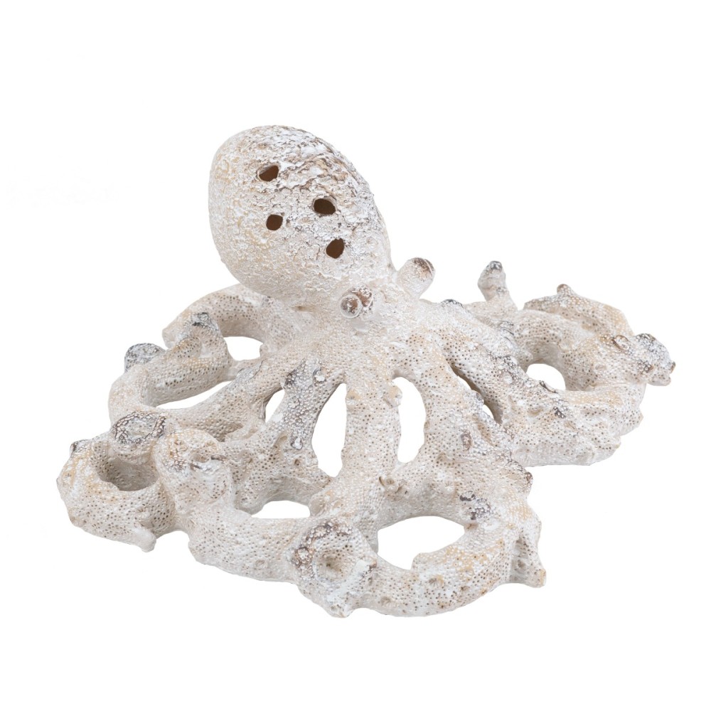 Artekko Coral Διακοσμητικό Επιτραπέζιο Κοραλλένιο Χταπόδι Ρητίνη Λευκό (28x24x13)cm