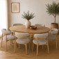 Artekko Bomonti Καφε Καρέκλα από Rubberwood με Γκρι Μπουκλέ Ύφασμα (56x50x79)cm
