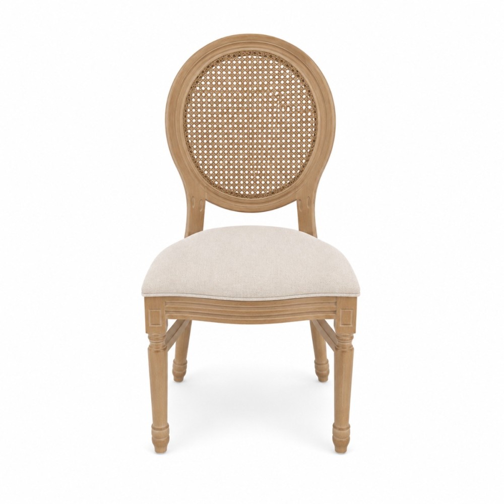 Artekko Vittoro Καφέ Καρέκλα από Birch Wood με Μπεζ Ύφασμα και Ρατάν (54x59x92)cm