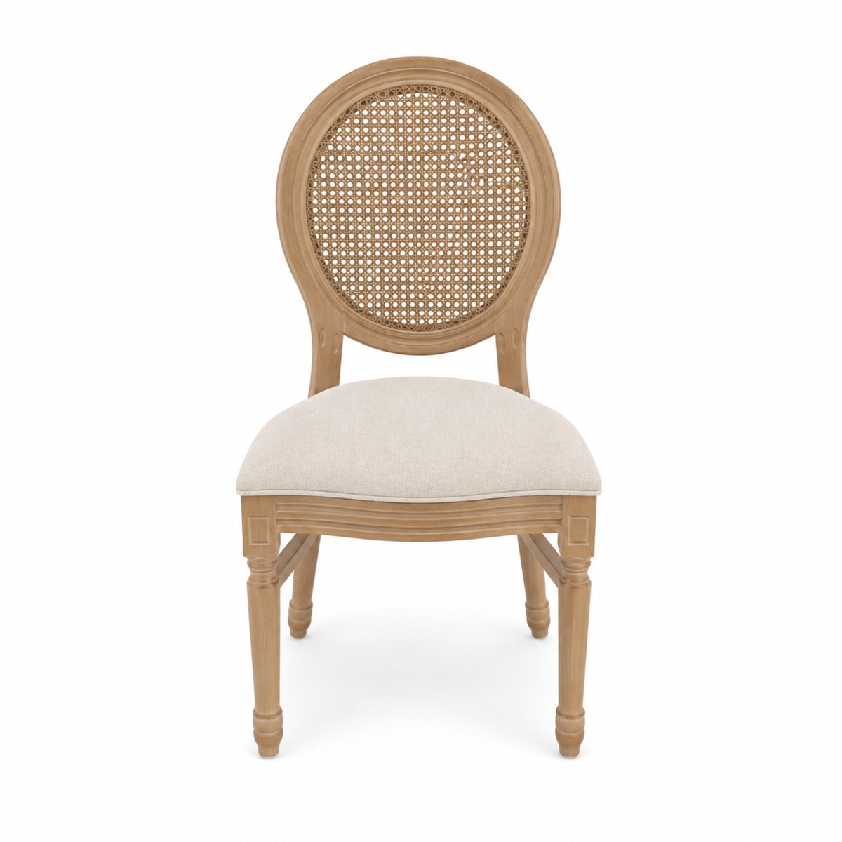 Artekko Vittoro Καφέ Καρέκλα από Birch Wood με Μπεζ Ύφασμα και Ρατάν (54x59x92)cm