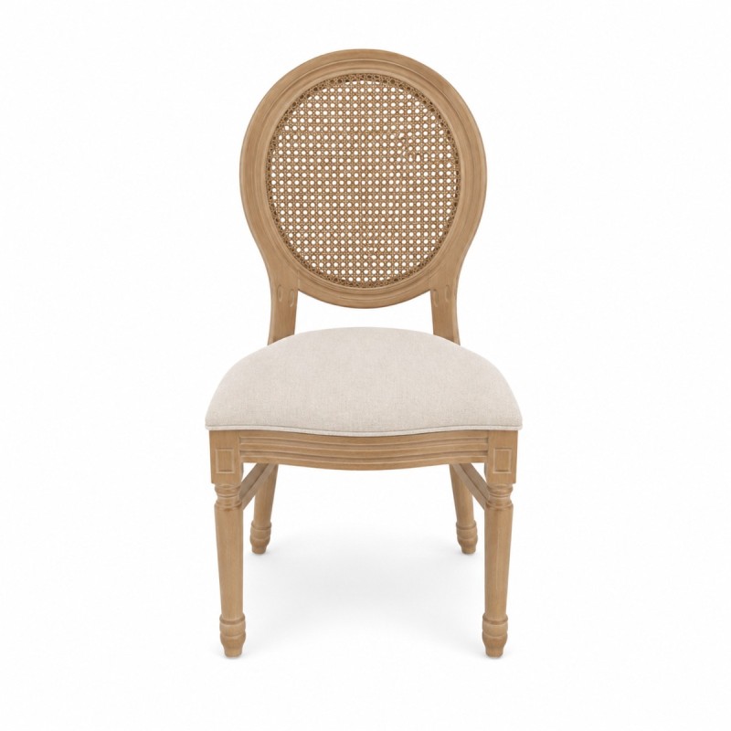 Artekko Vittoro Καφέ Καρέκλα από Birch Wood με Μπεζ Ύφασμα και Ρατάν (54x59x92)cm