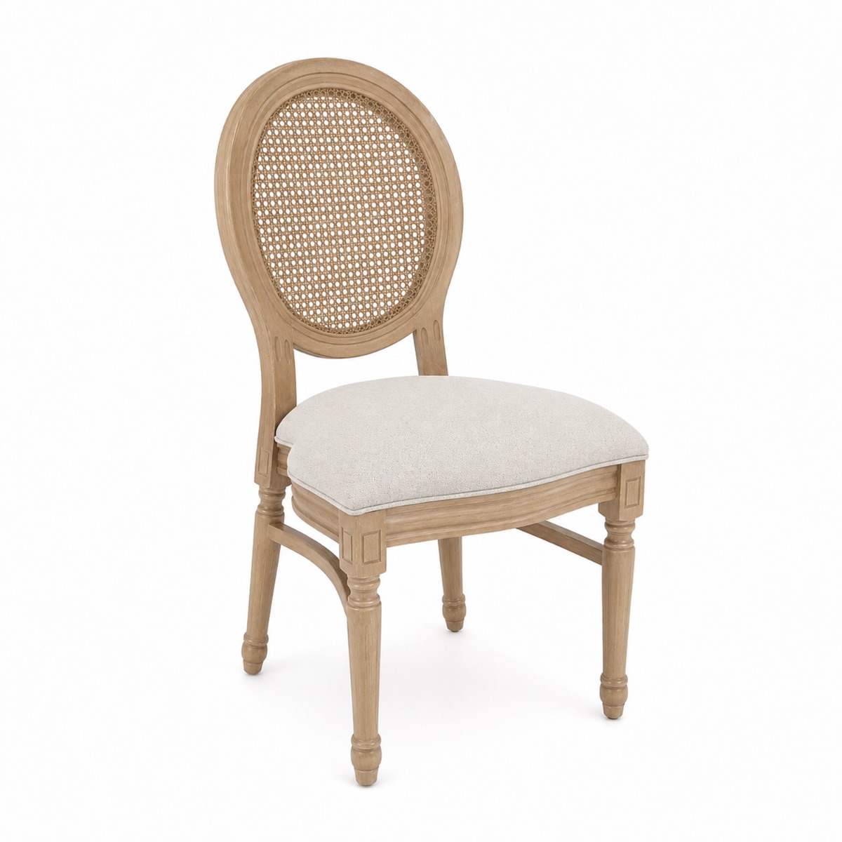 Artekko Vittoro Καφέ Καρέκλα από Birch Wood με Μπεζ Ύφασμα και Ρατάν (54x59x92)cm
