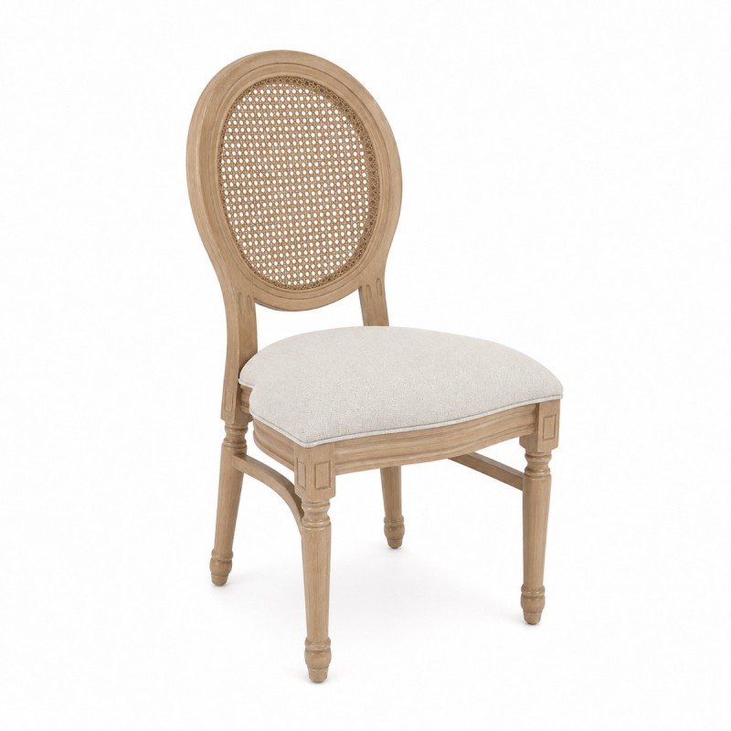 Artekko Vittoro Καφέ Καρέκλα από Birch Wood με Μπεζ Ύφασμα και Ρατάν (54x59x92)cm