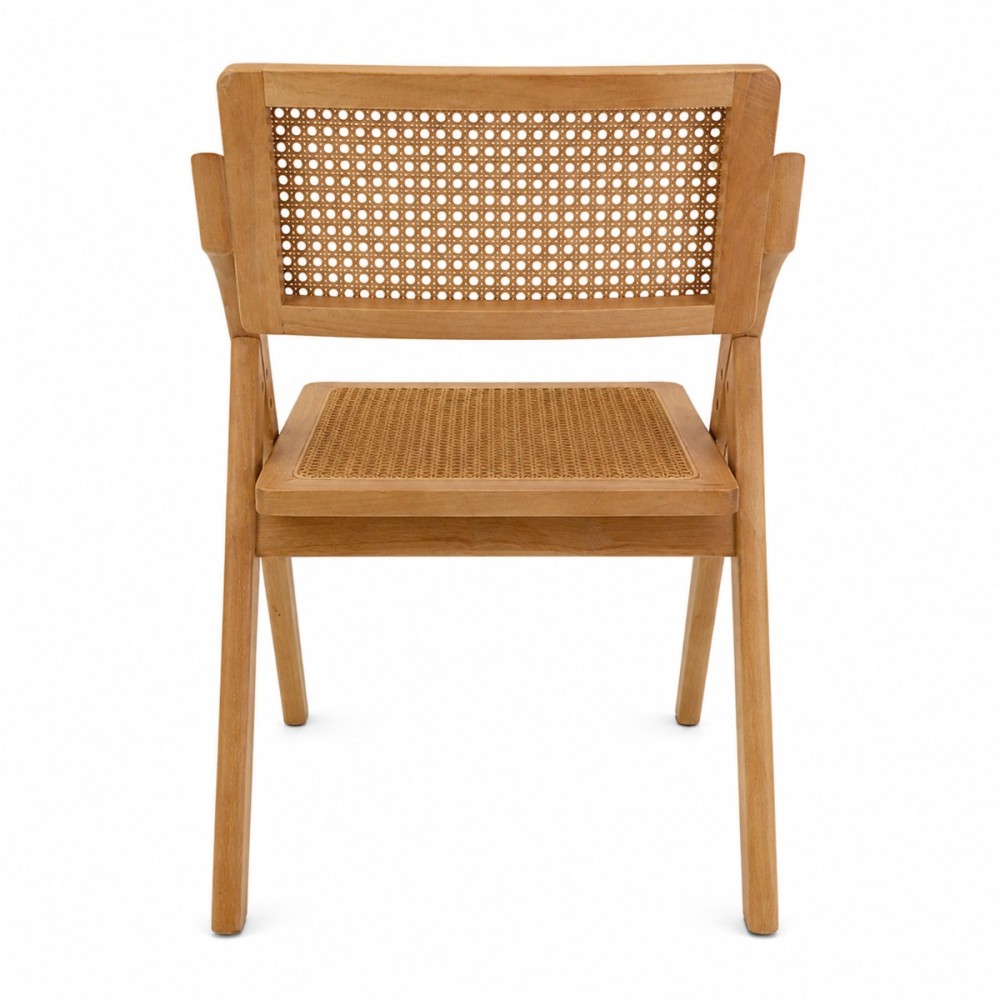 Artekko Lazy Καφέ Αναδιπλούμενη Καρέκλα από Rubberwood με Ρατάν (53x61x76)cm Κλειστή (53x8x90)cm